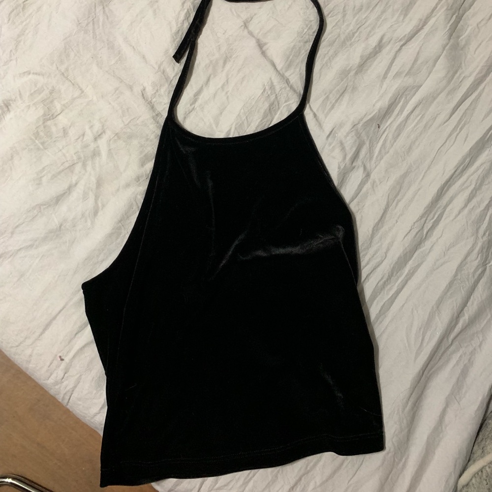 Brandy Melville black velvet halter top